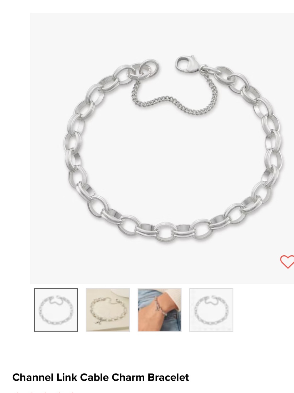 James Avery Silver Channel Link Cable Charm Bracelet